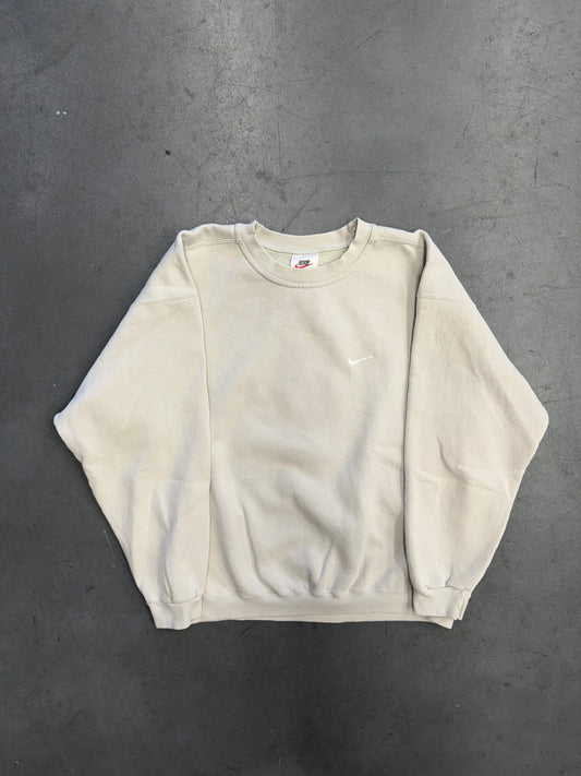 90S NIKE SIDE SWOOSH CREWNECK - MARSHMALLOW (NIKE RED SWOOSH TAG)