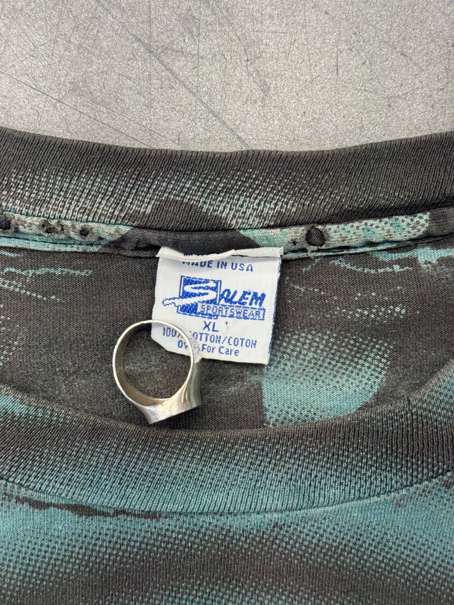 90S MIAMI DOLPHINS SHADOW SPIRAL AOP TEE (SALEM SPORTSWEAR TAG)