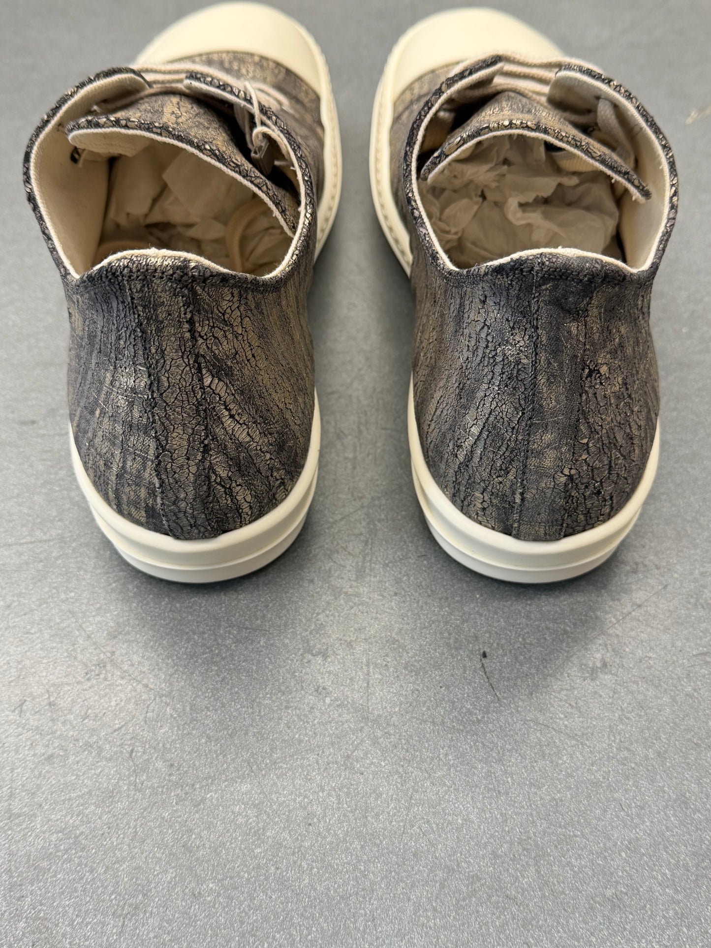 RICK OWENS DRKSHDW LOW-TOP  RAMONES SNEAKS - DARK GOLD