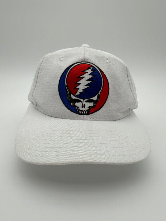 90S GRATEFUL DEAD EMBROIDERED WHITE SNAPBACK HAT (LIMITDEAD EDITION TAG)