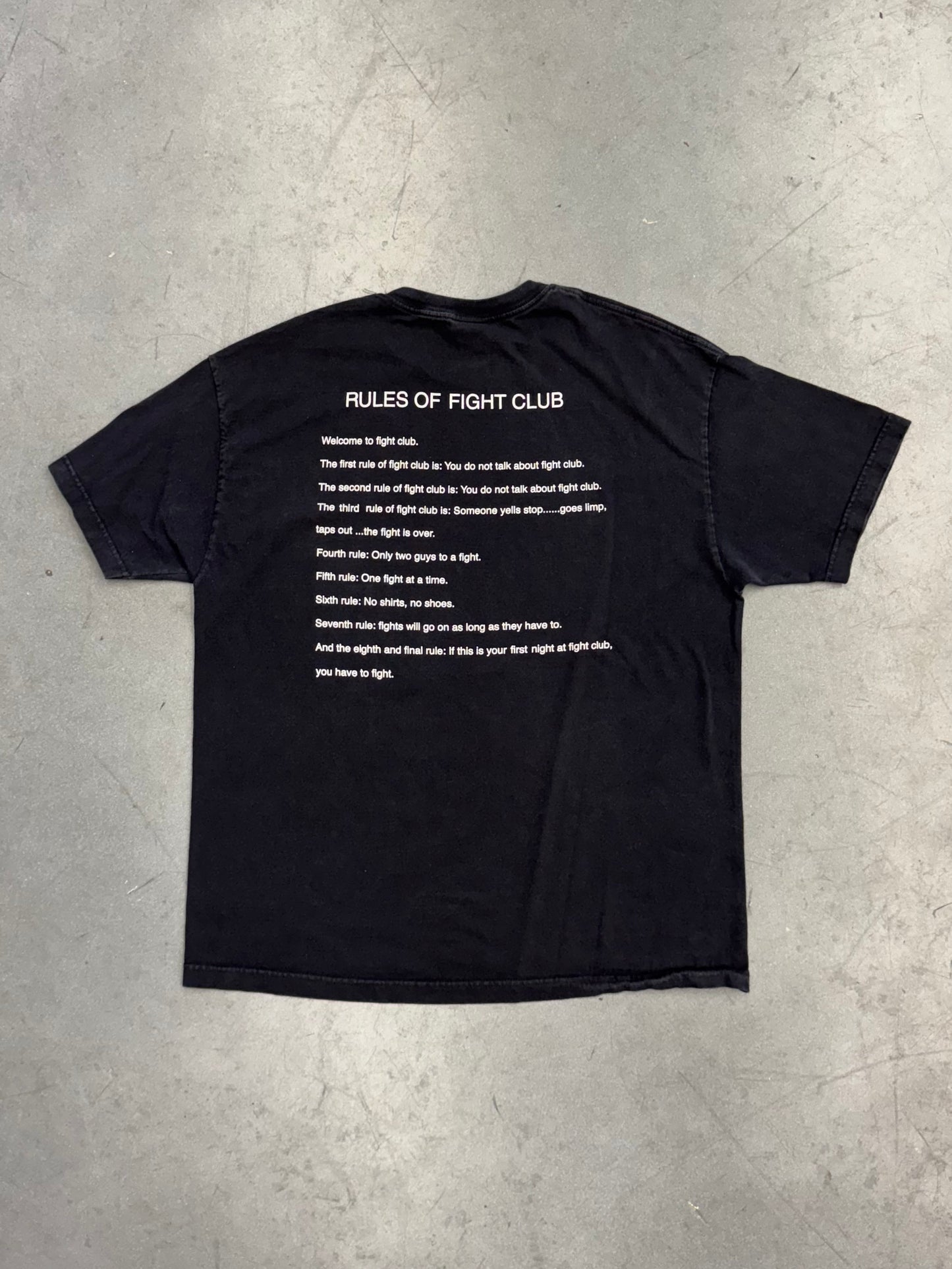 2000 FIGHT CLUB MOVIE PROMO 'RULES' TEE (GIANT TAG)