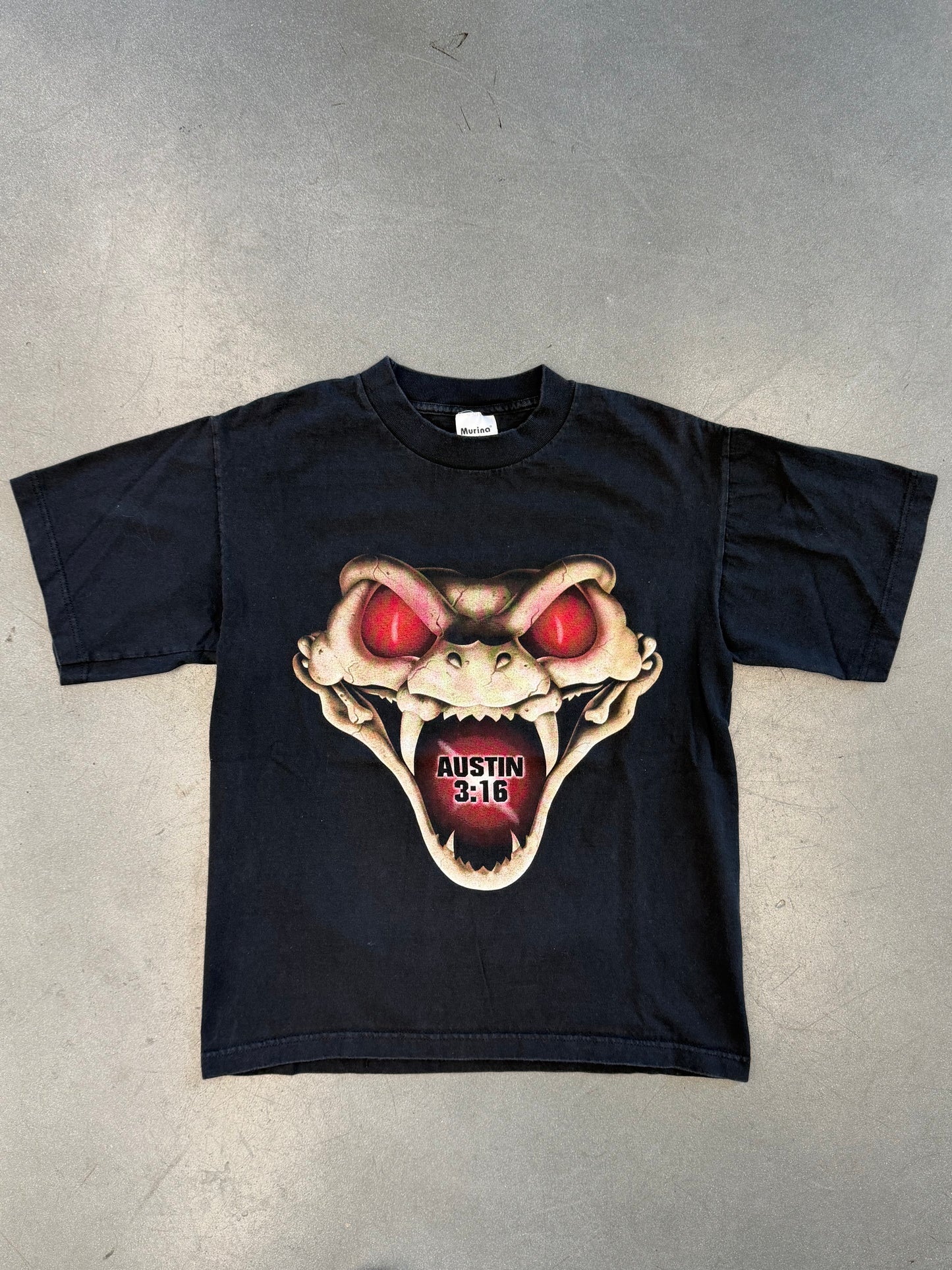 1998 WWF STONE COLD STEVE AUSTIN 3:16 "DON'T TRUST ANYBODY!" SNAKE HEAD TEE (MURINA TAG) - YOUTH