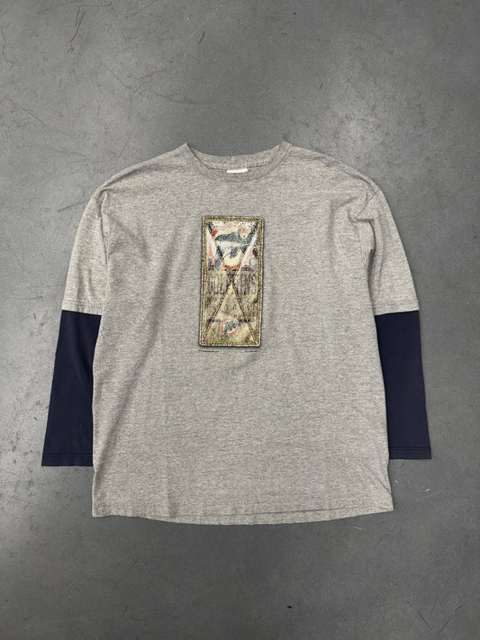 2001 MIAMI DOLPHINS EMBROIDERY PATCH LS TEE (CSA TAG)