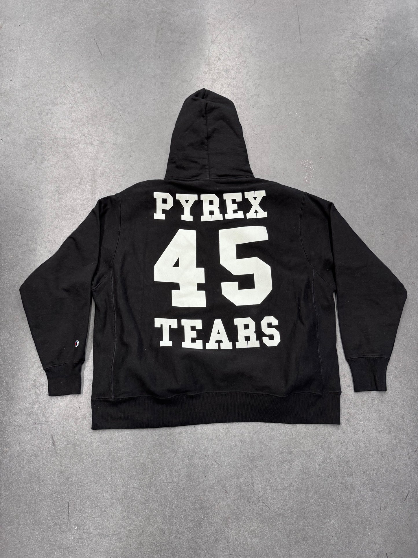 FW22 DENIM TEARS X PYREX CHAMPION #45 HOODIE - BLACK (2XL)