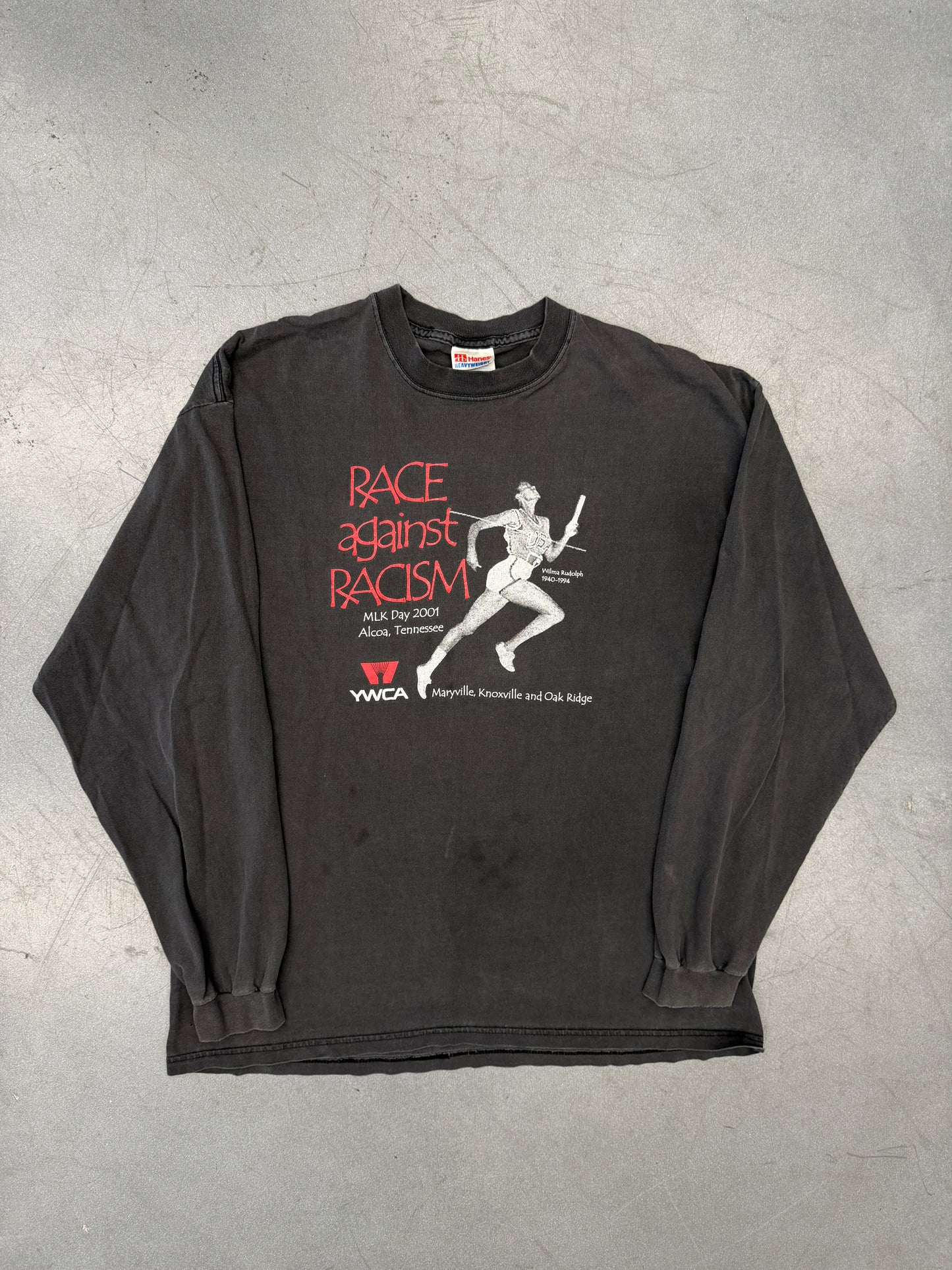 2001 MLK DAY "RACE AGAINST RACISM" LS TEE (HANES TAG)