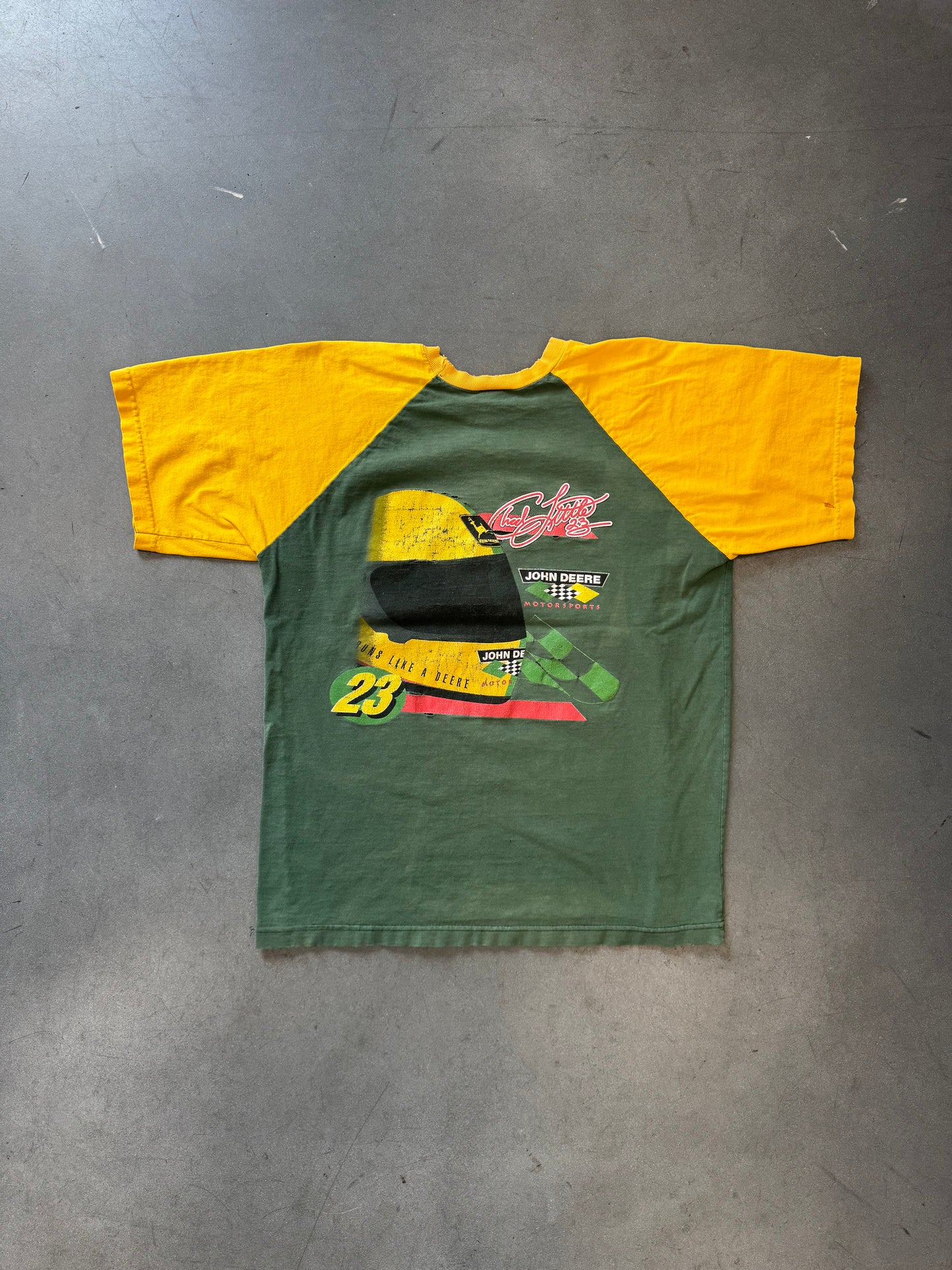 Y2K CHAD LITTLE JOHN DEERE "NOTHING RUNS LIKE A DEERE" DISTRESSED TEE (FADED TAG)