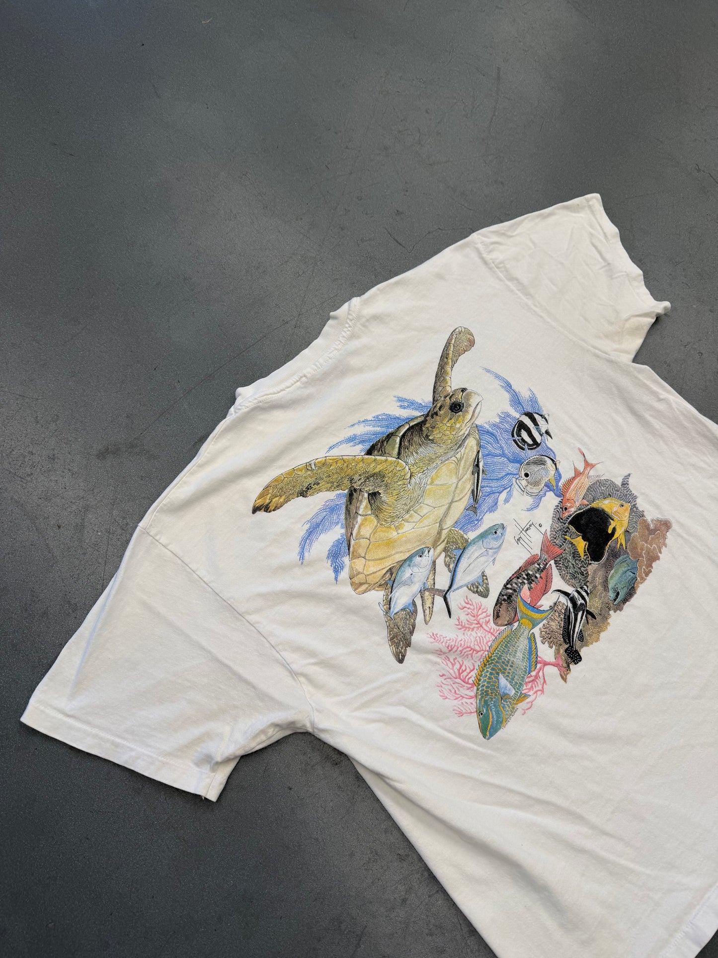 90S GUY HARVEY TURTLE POCKET TEE (HANES BEEFY-T TAG)