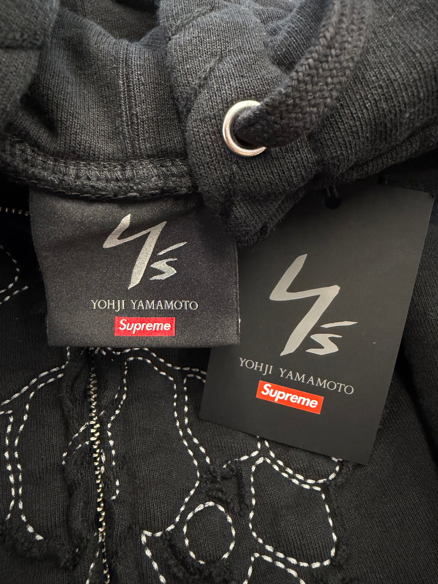 FW25 SUPREME X Y'S BY YOHJI YAMAMOTO ZIP UP HOODED SWEATSHIRT - BLACK (XL)