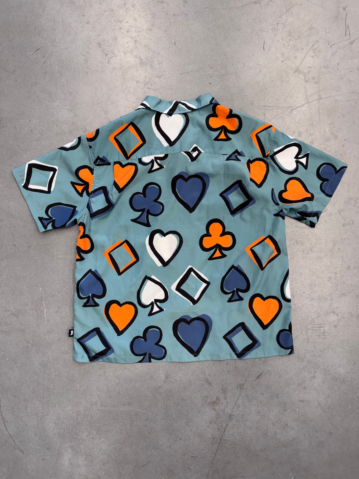 STUSSY JAPAN SILKY CARD SUITS BUTTON UP SHIRT - (M)