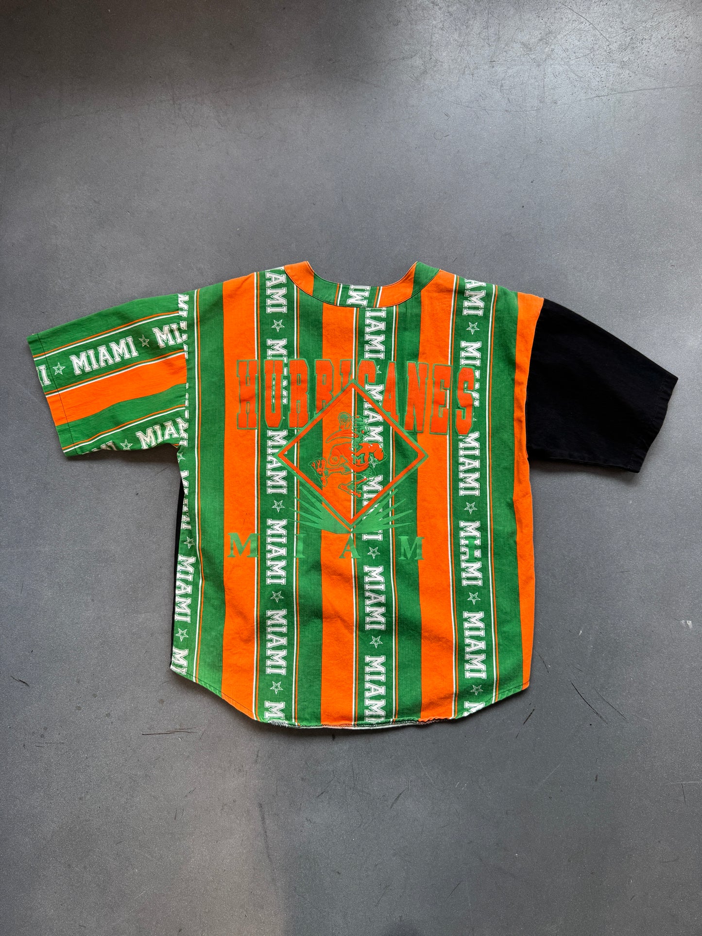 90'S MIAMI HURRICANES STRIPED COTTON BASEBALL JERSEY