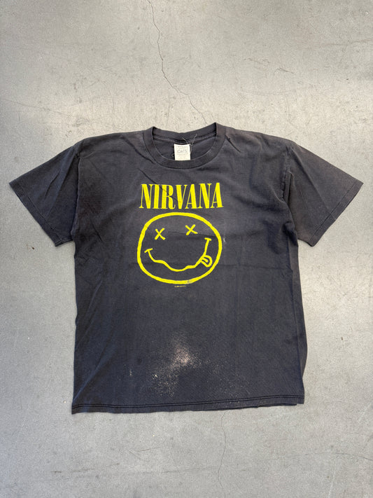 1992 NIRVANA SMILEY FACE FLOWER SNIFFIN TEE (WILD OATS TAG)