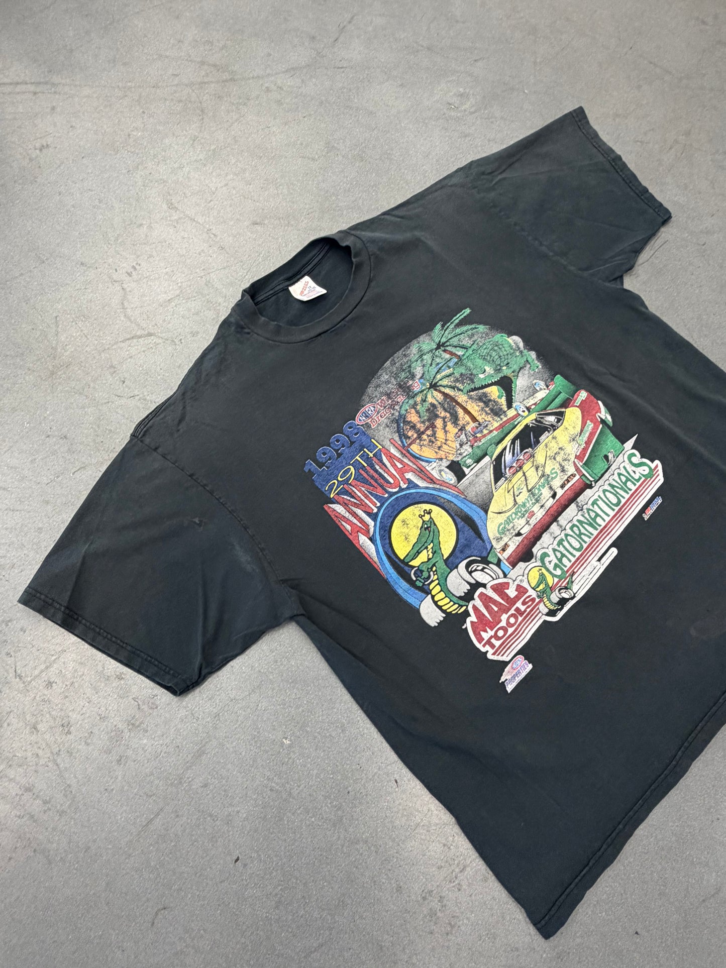 1998 NHRA WINSTON DRAG RACING 29TH ANNUAL MAC TOOLS GATORNATIONALS TEE (JERZEES TAG)