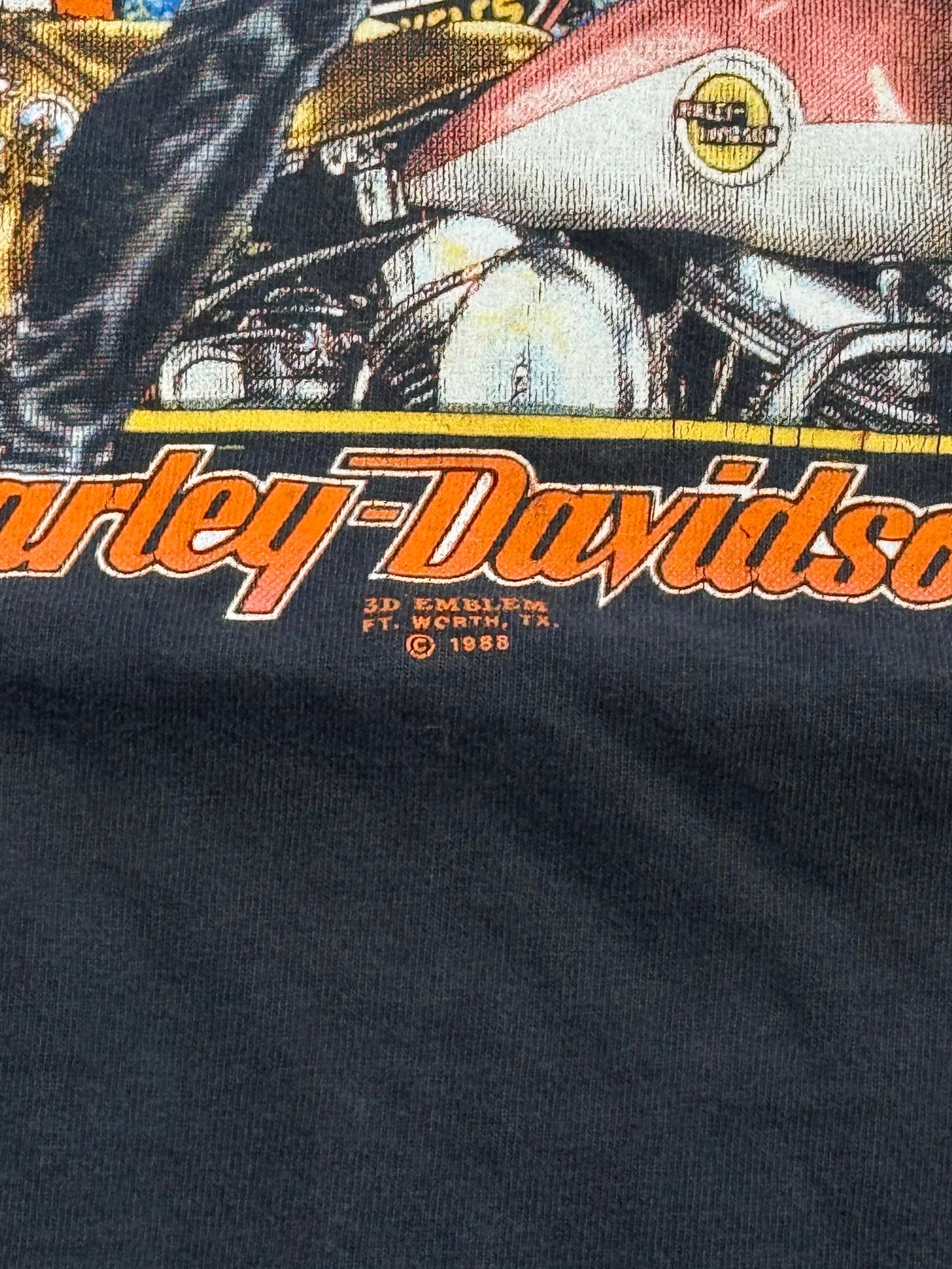 1988 WILD BREED HARLEY DAVIDSON, LONDON 3D EMBLEM TEE (ROYAL FIRST CLASS  TAG)