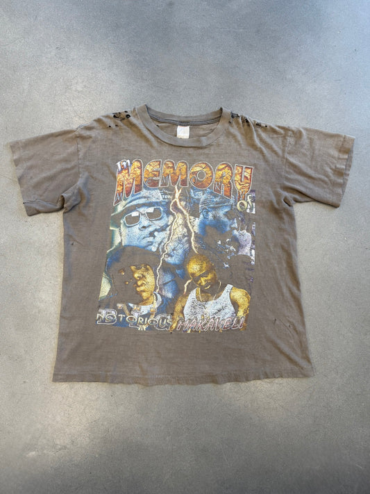 90'S IN MEMORY OF THE NOTORIOUS BIG MAKAVELI PLEASE STOP THE VIOLENCE RAP TEE (FADED TAG)