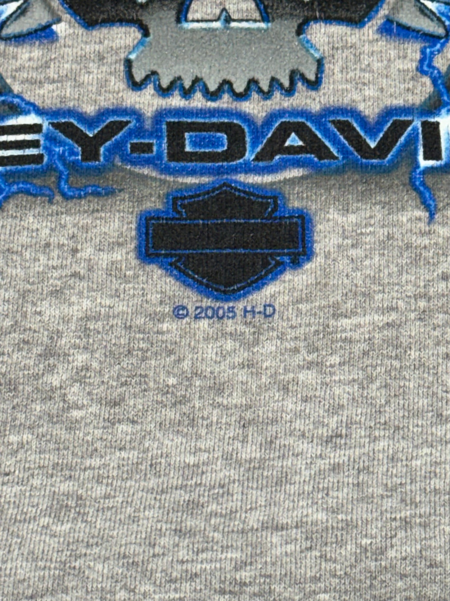 2005 HARLEY-DAVIDSON NORTH HAMPOTON, NH WINGED SKULL "FEEL THE THUNDER" CREWNECK (CUT TAG)
