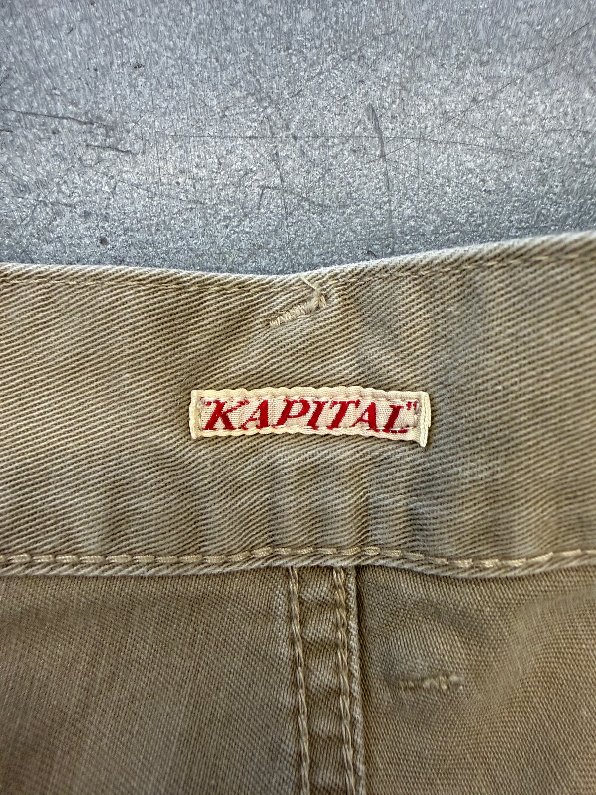 KAPITAL CHINO PANTS WITH BELT BUCKLE BACK KHAKI