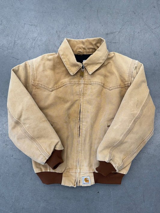 VINTAGE CARHARTT ZIP-UP COLLARED CANVAS YOUTH JACKET - BROWN