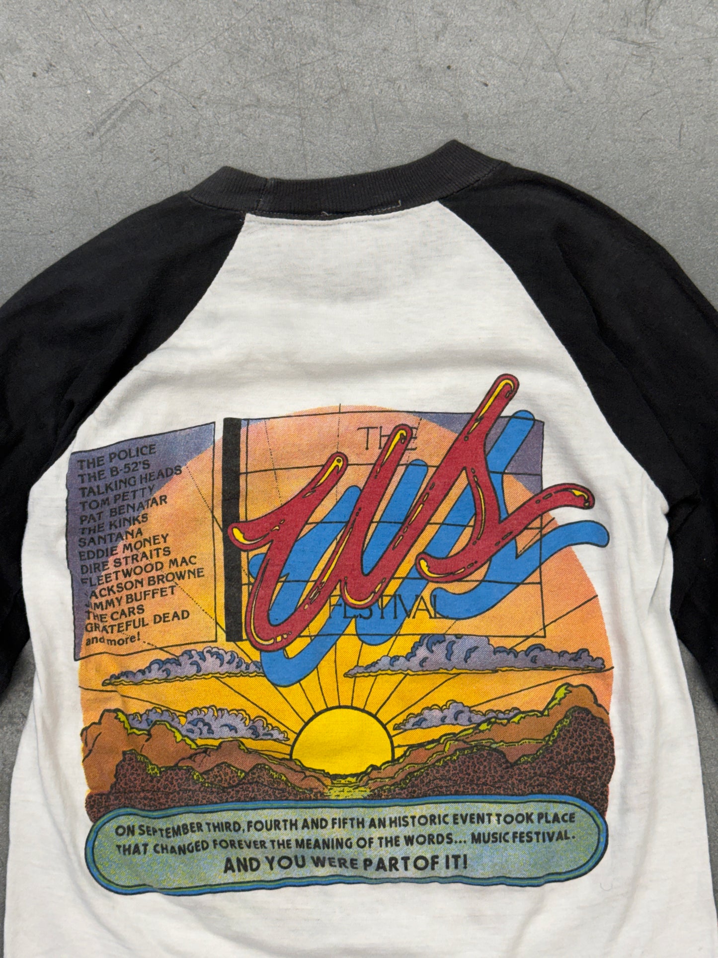 1982 THE US FESTVIAL 'UNITE US IN SONG' RAGLAN TEE (100% COTTON TAG)