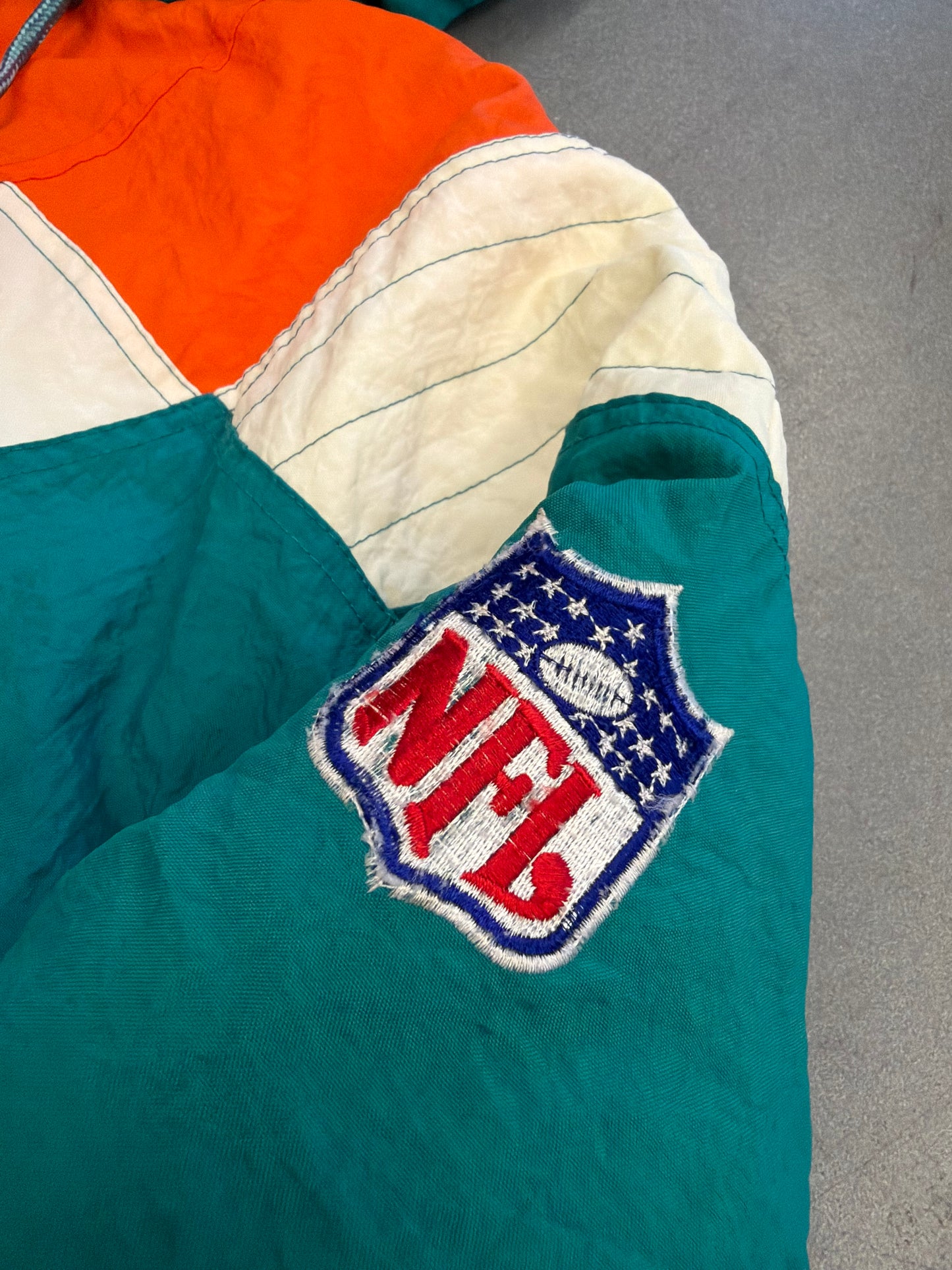 90S STARTER MIAMI DOLPHINS 1/4 ZIP PUFFER JACKET (STARTER PRO LINE TAG)