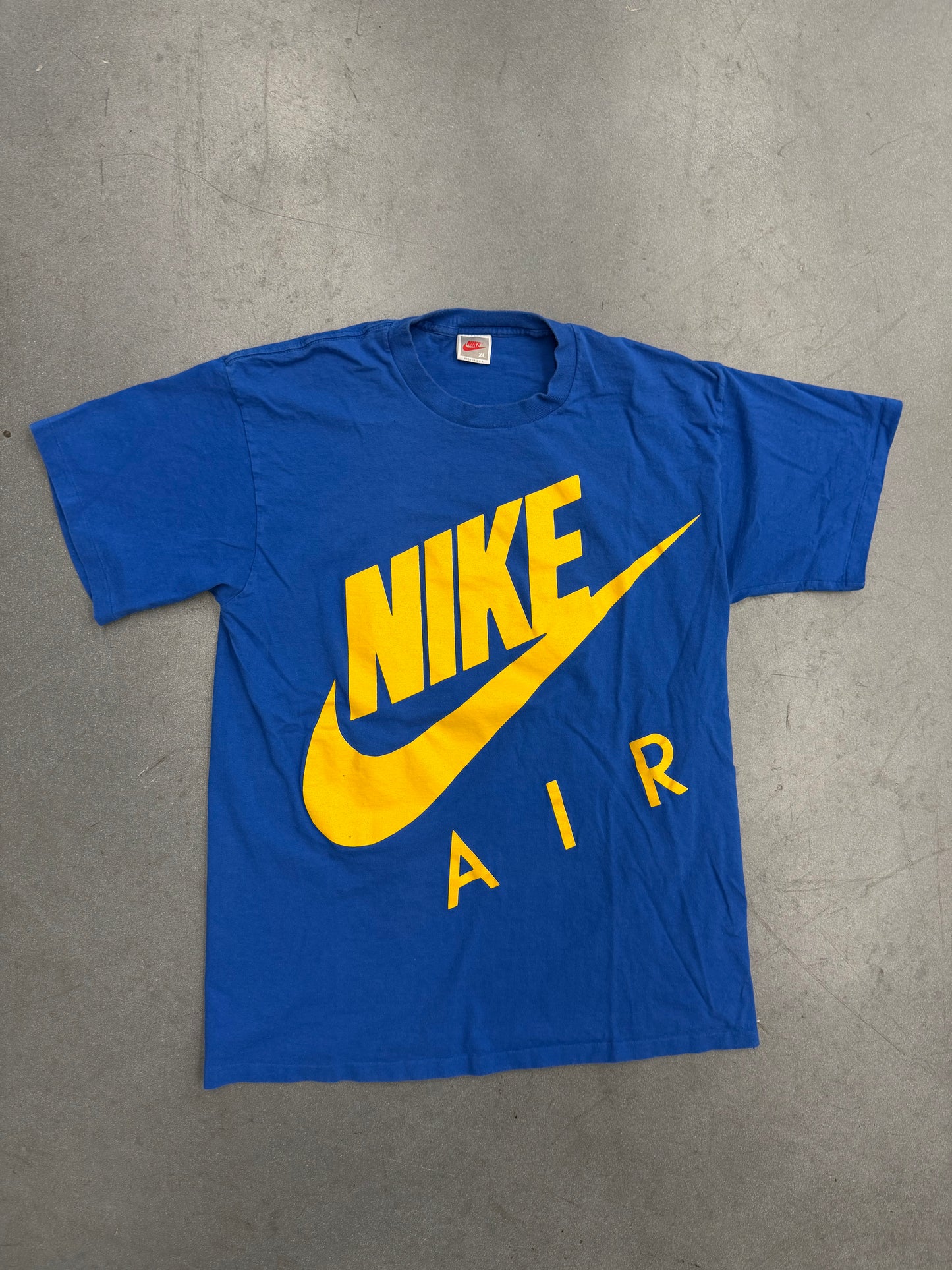 90S NIKE AIR YELLOW LOGO BLUE TEE (GREY/RED/WHITE TAG)