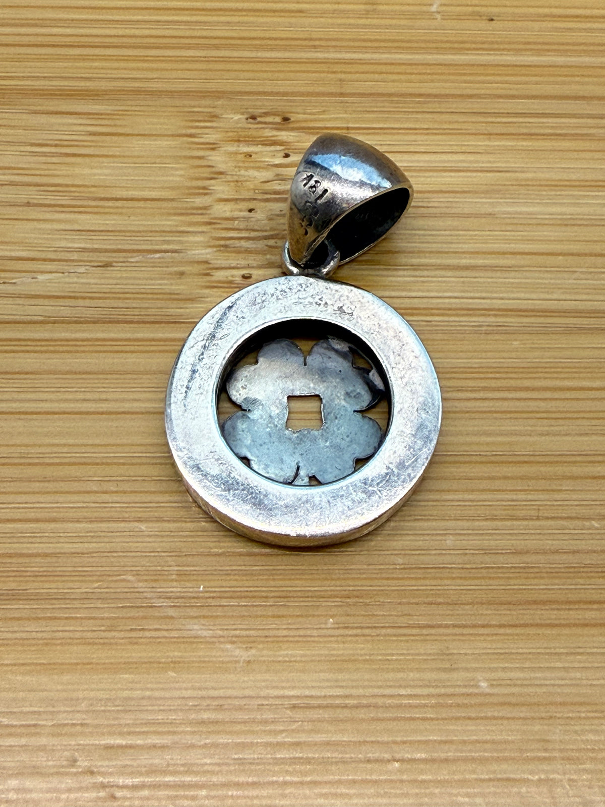 VINTAGE BVLGARI TONDO CLOVER 18K GOLD/STAINLESS STEEL TWO-TONE PENDANT