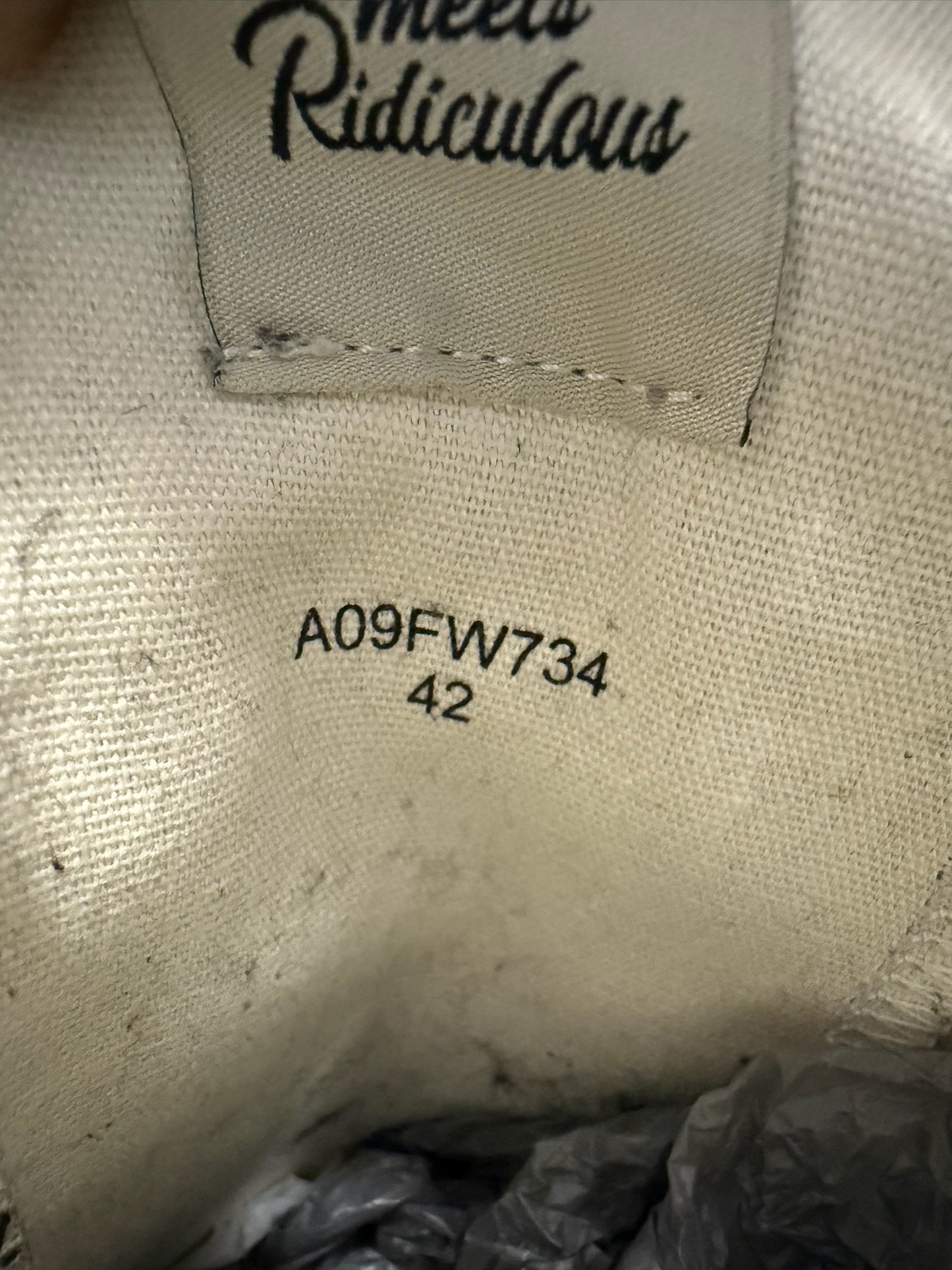 SIZE 42 MAISON MIHARA YASHURIO HANK VINTAGE SOLE CANVAS LOW