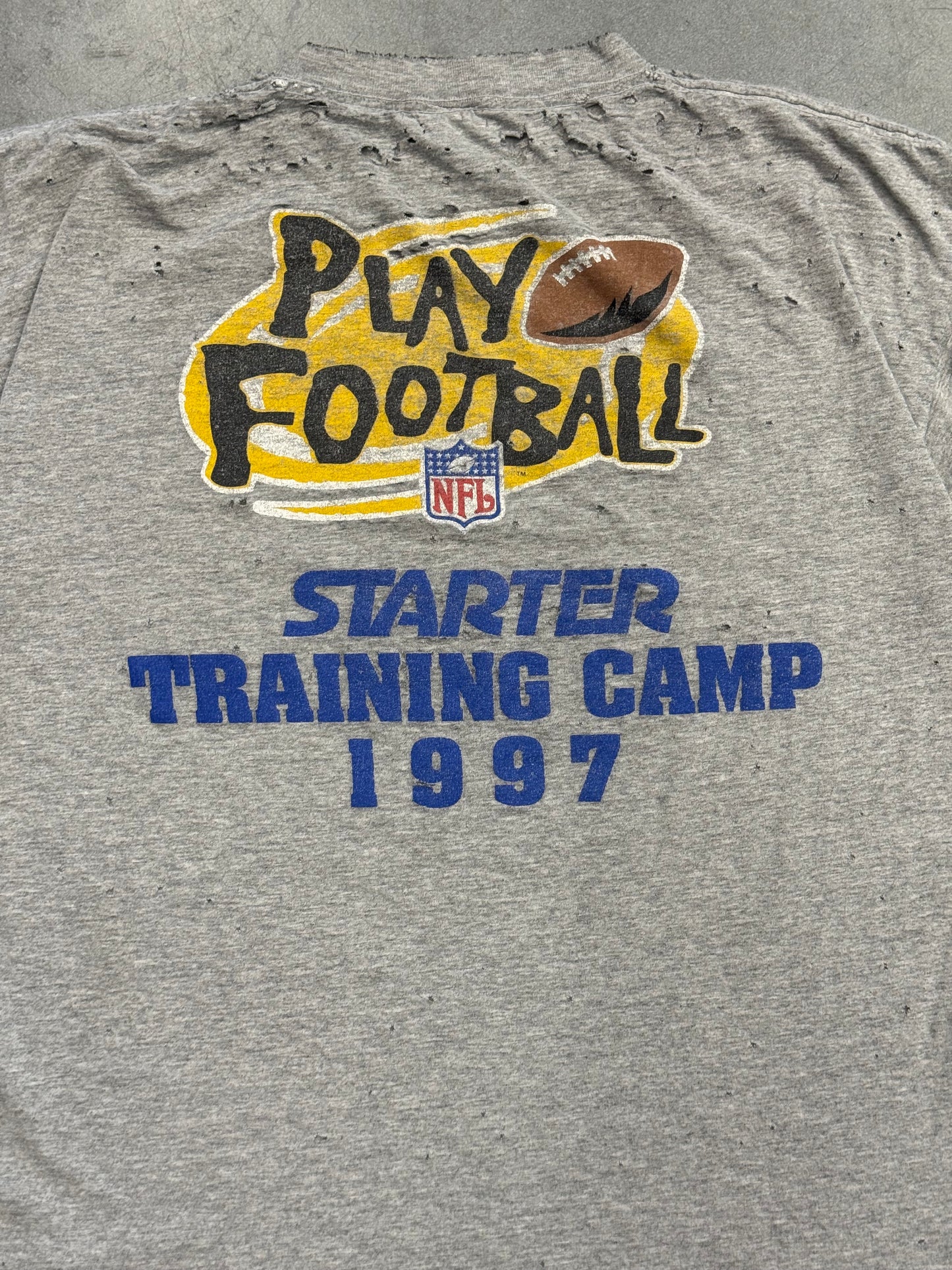 1997 STARTER PITTSBURGH STEELERS TRAINING CAMP DISTRESSED TEE (PULLED TAG)