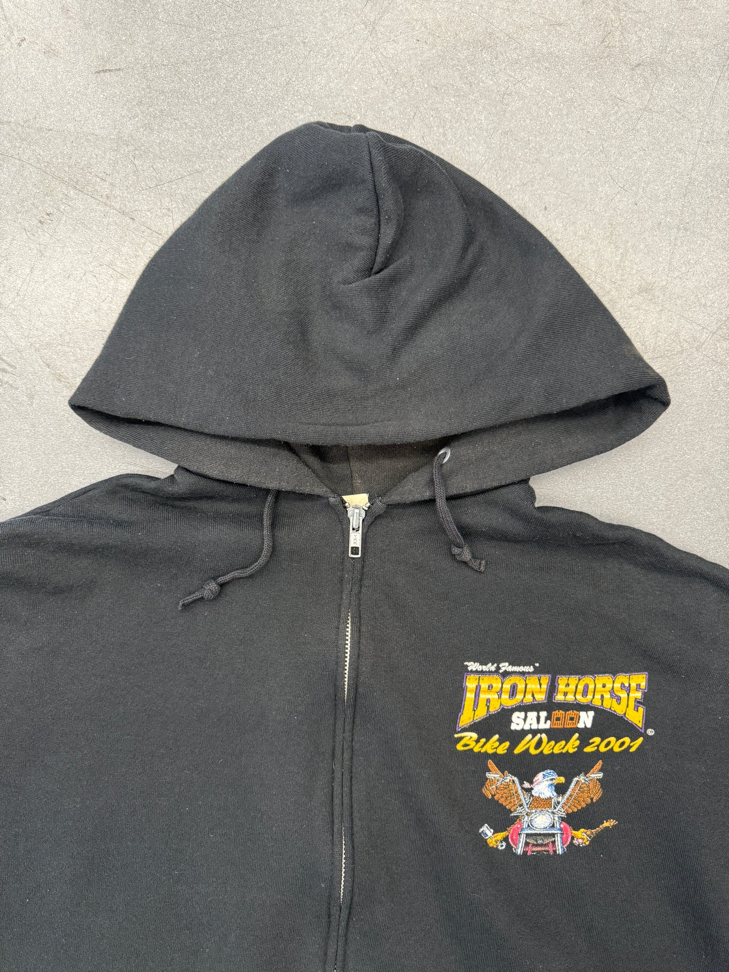 2001 IRON HORSE SALOON BIKE WEEK ZIP-UP HOODIE (JERZEES TAG)
