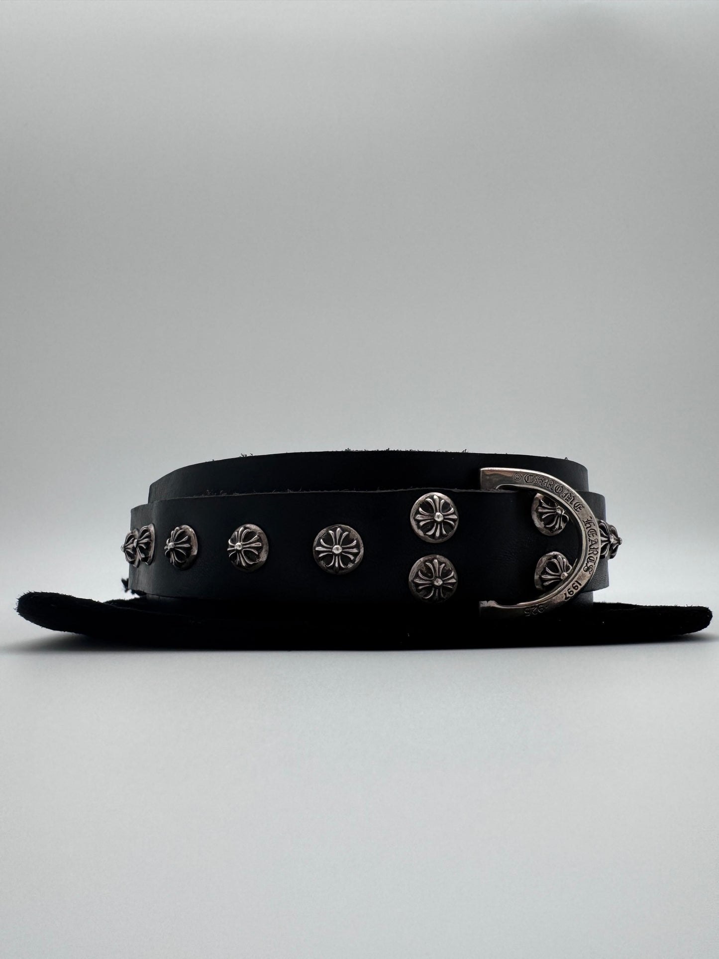 CHROME HEARTS COCO DOG COLLAR BLACK LEATHER (NEW) (16 INCH)