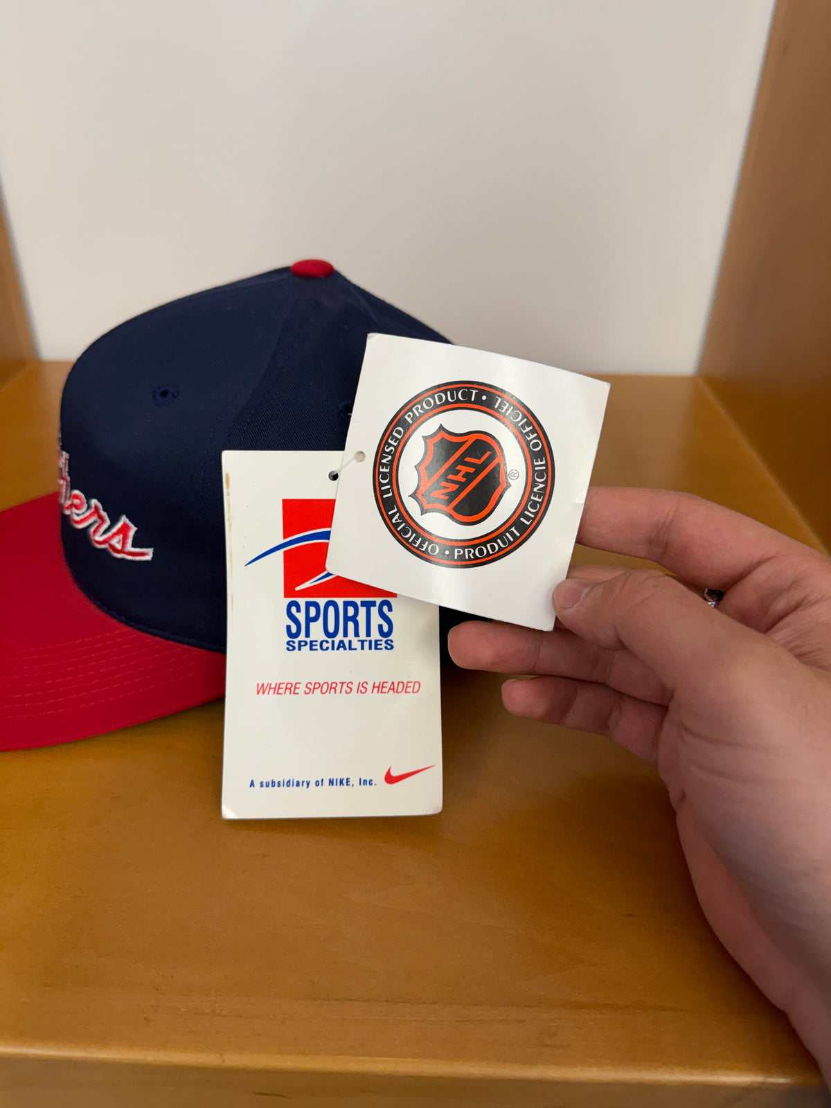 90S FLORIDA PANTHERS SCRIPT SPORTS SPECIALTIES NIKE NHL TAG SNAPBACK HAT