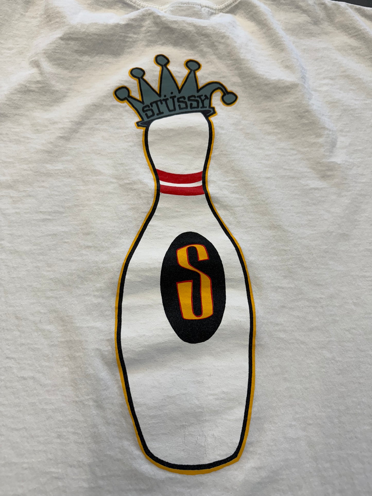 STUSSY KING PIN GEAR MULLET TEE - WHITE (XL)