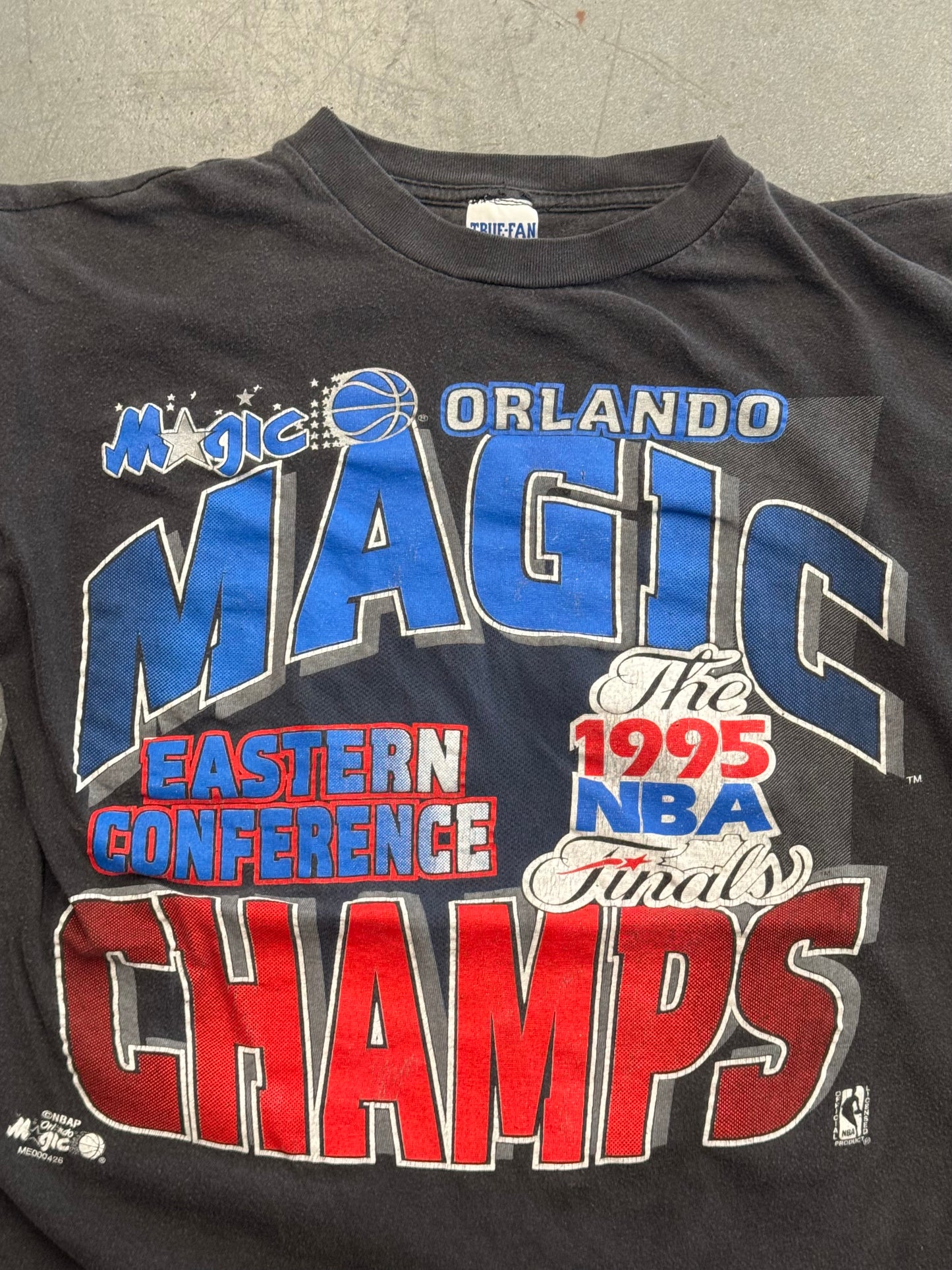 THE 1995 NBA FINALS ORLANDO MAGIC EASTERN CONFERENCE CHAMPS TEE (TRUE-FAN TAG)