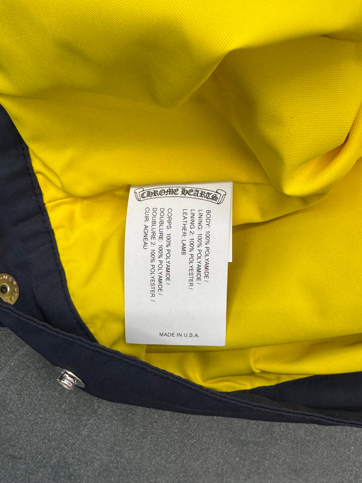 CHROME HEARTS NYLON CROP WOMENS JACKET EXTRA PATCH - NAVY/YELLOW
