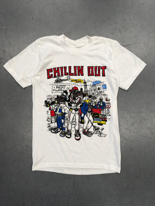 80S CHILLIN OUT MICKEY MOUSE GOOFY DONALD BOOTLEG MONEY CREW TEE (MADE IN USA TAG)