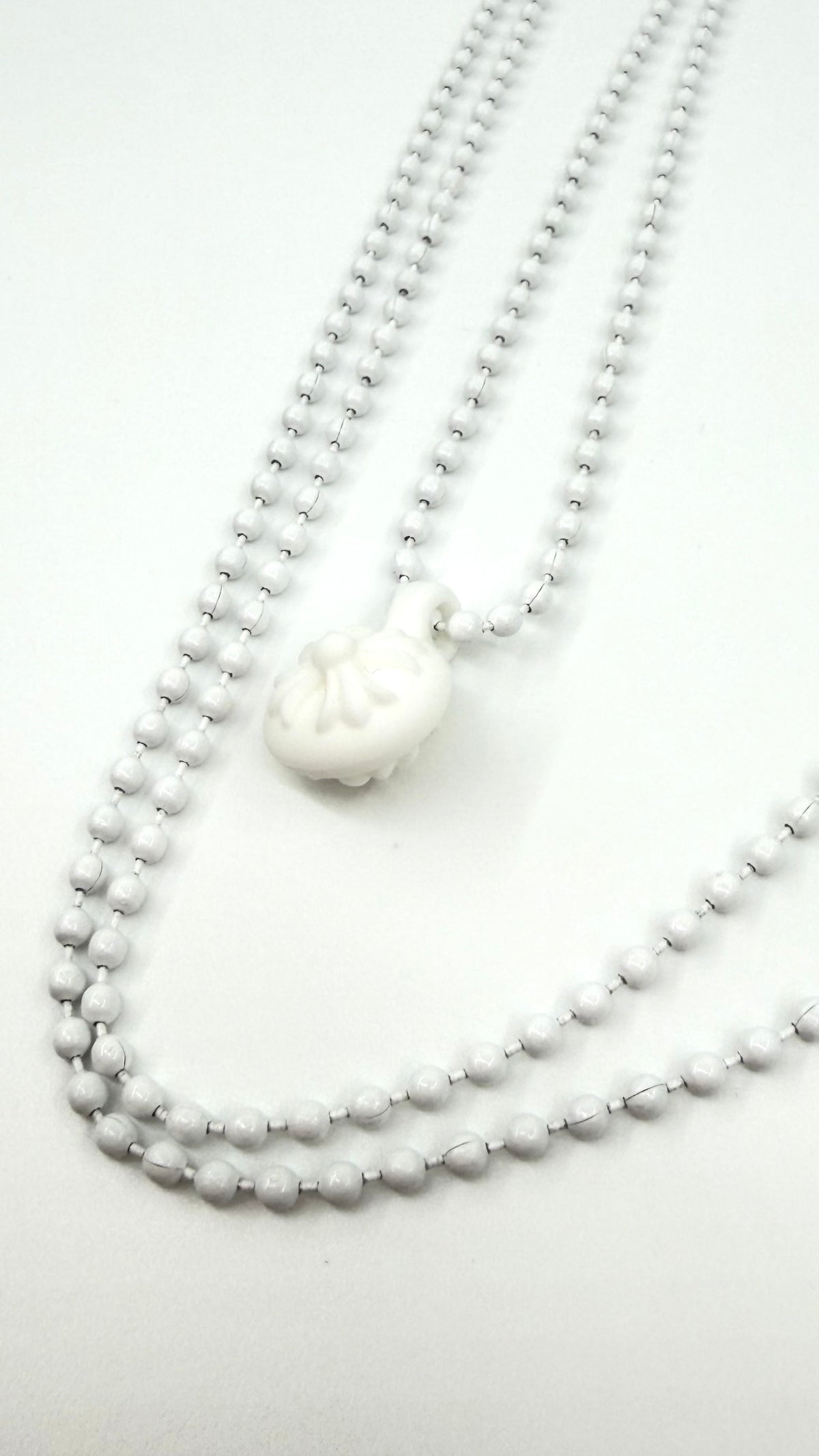 CHROME HEARTS SILICONE CH CROSS BALL NECKLACE - WHITE