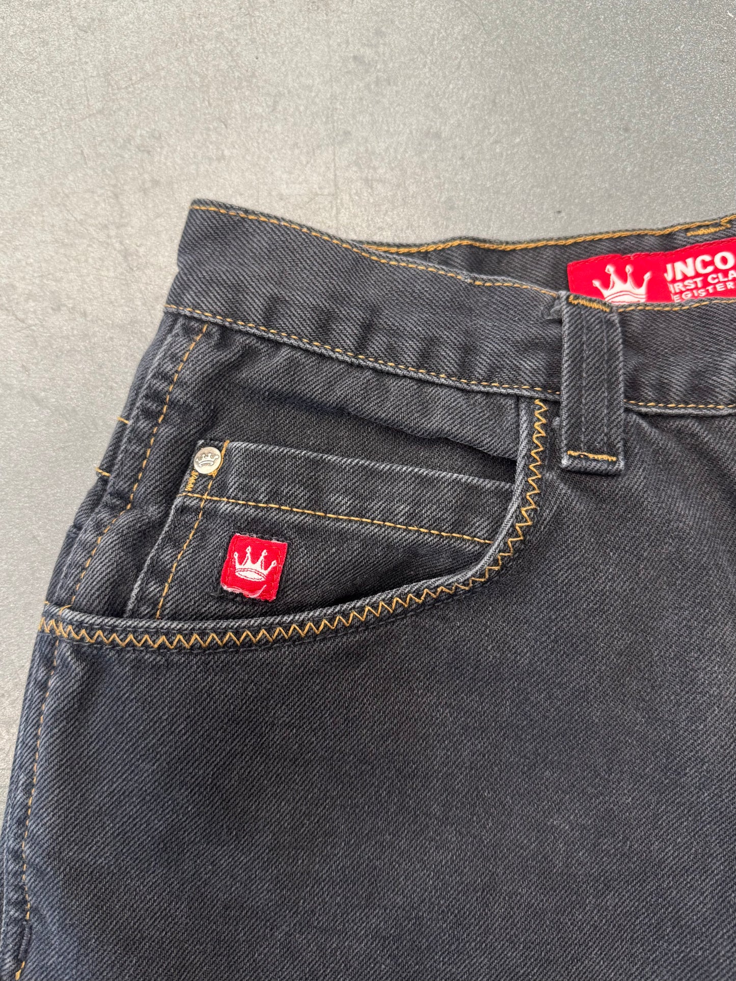 Y2K JNCO FLAMING SKULL DENIM SHORTS