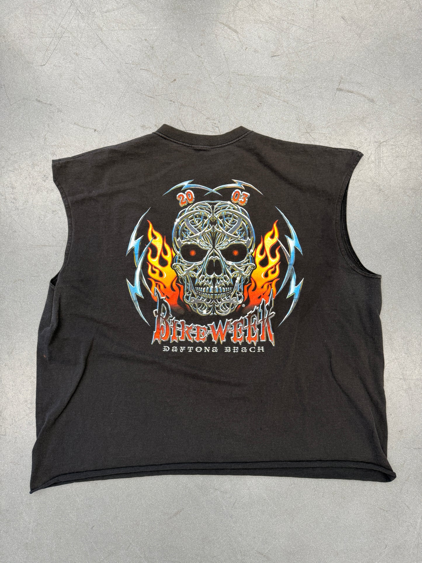 2003 DAYTONA BEACH BIKE WEEK SPEED DEMONS CUT-OFF TEE (CUT TAG)