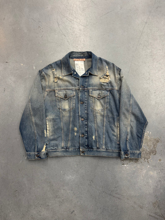 ACNE STUDIOS DESTROYED DISTRESSED DENIM JACKET