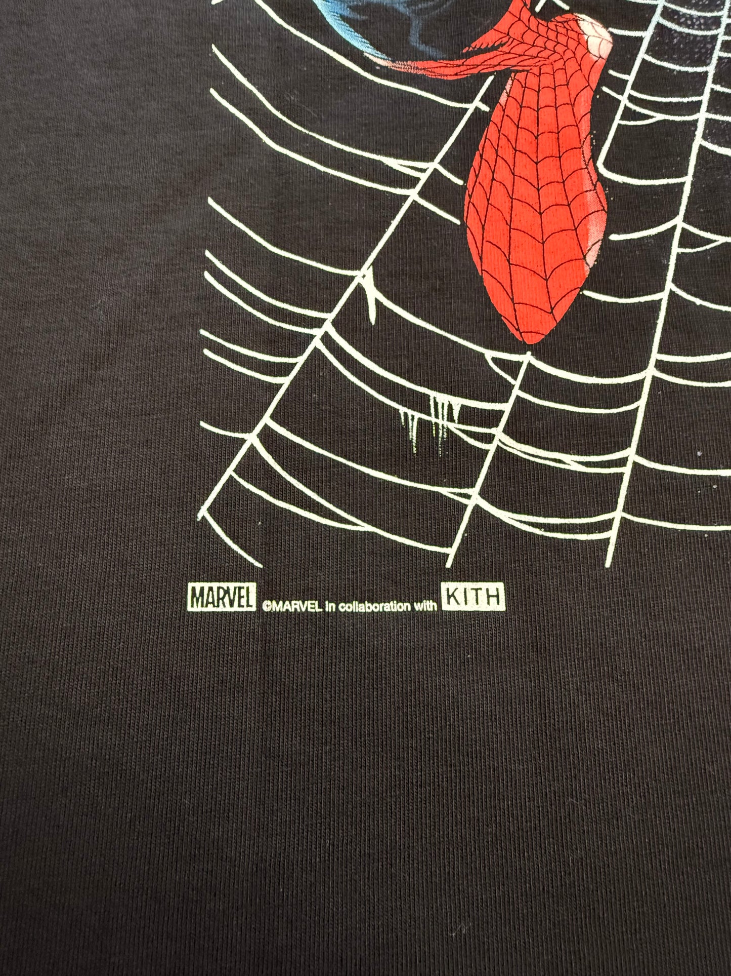 KITH X SPIDER-MAN WEB LOGO TEE - BLACK (NWT)