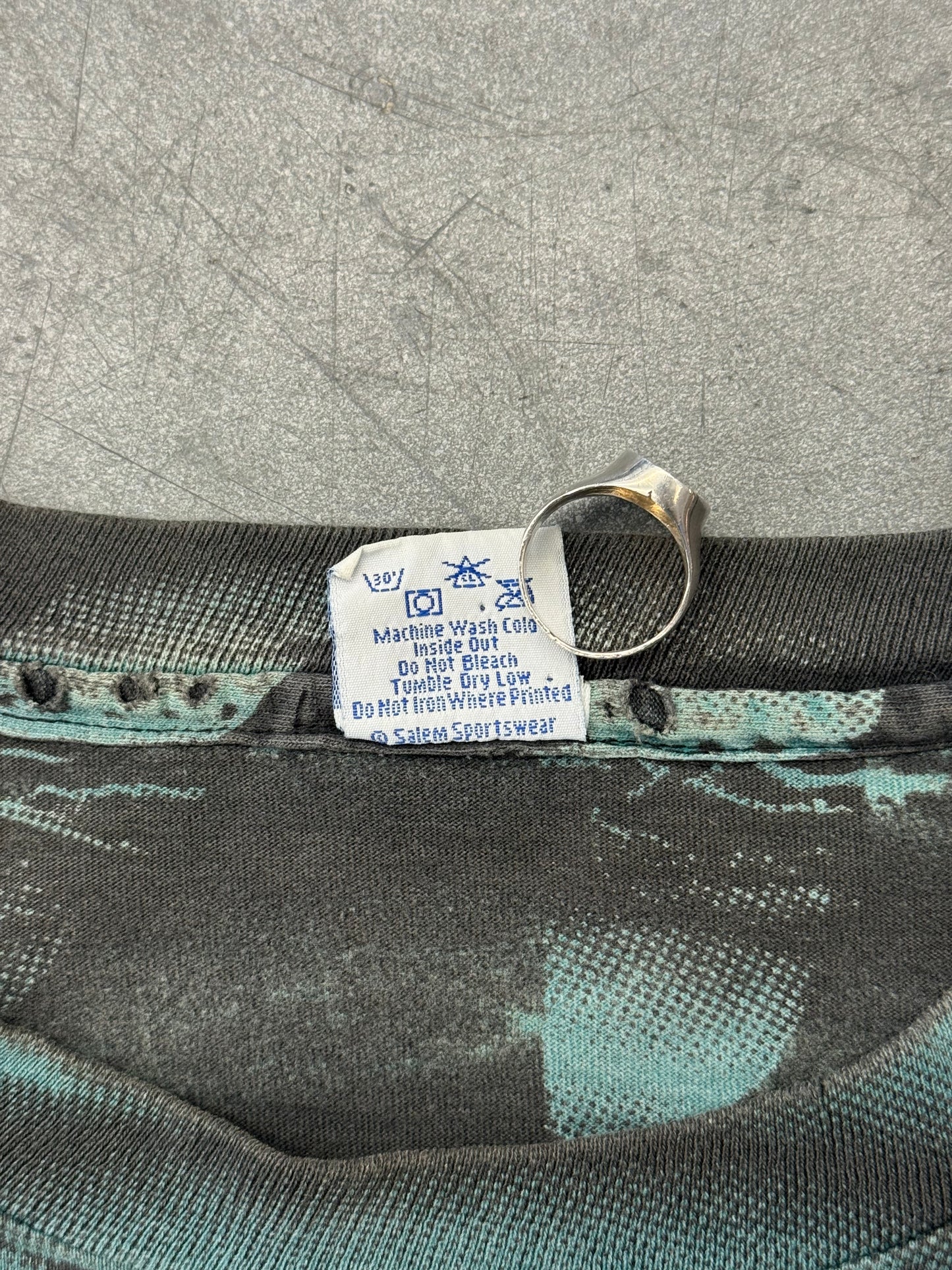90S MIAMI DOLPHINS SHADOW SPIRAL AOP TEE (SALEM SPORTSWEAR TAG)