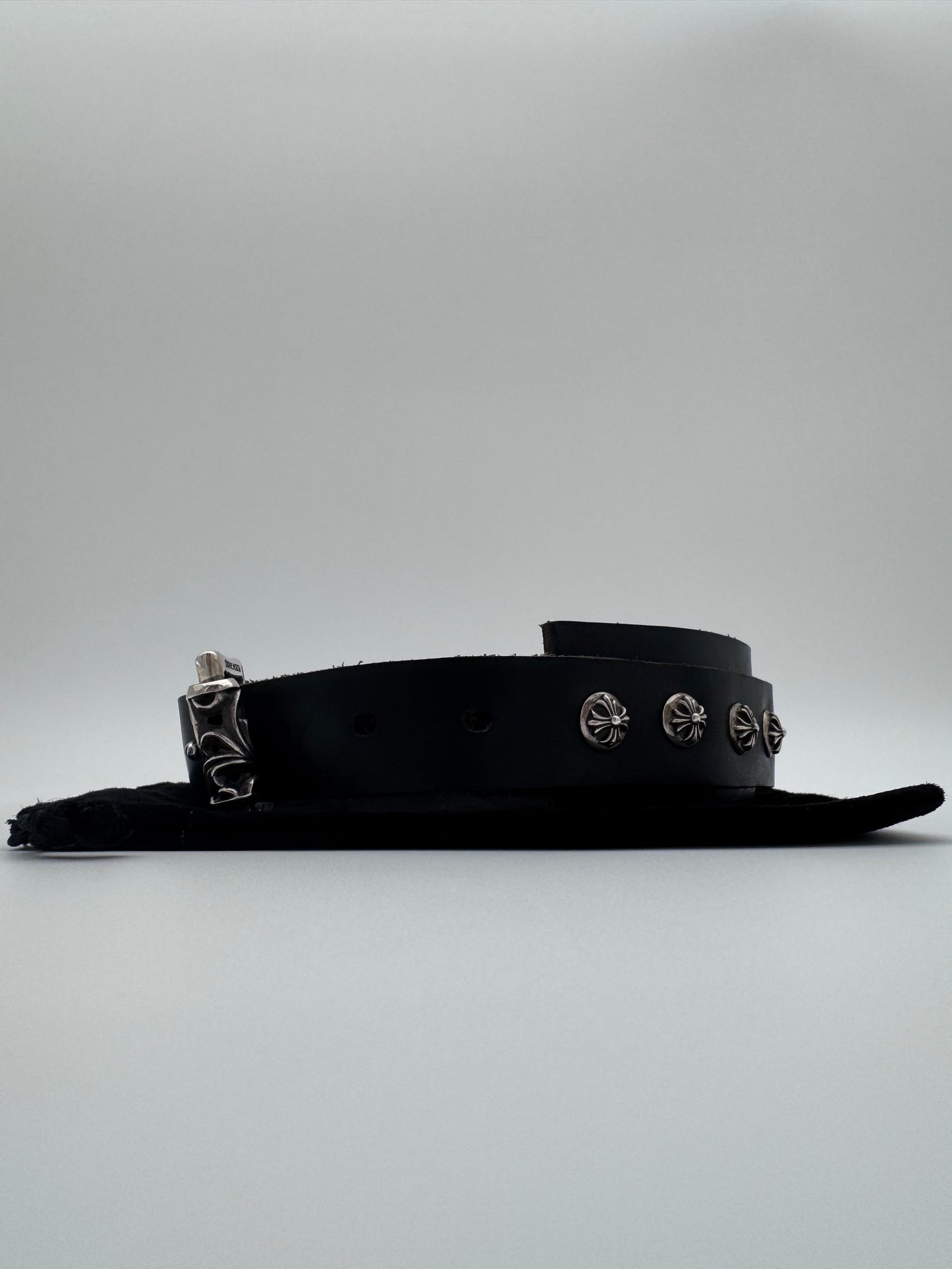 CHROME HEARTS COCO DOG COLLAR BLACK LEATHER (NEW) (16 INCH)