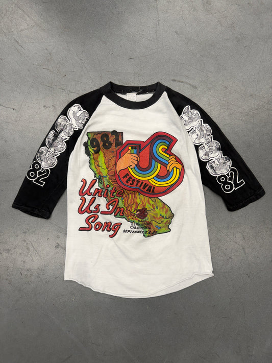 1982 THE US FESTVIAL 'UNITE US IN SONG' RAGLAN TEE (100% COTTON TAG)