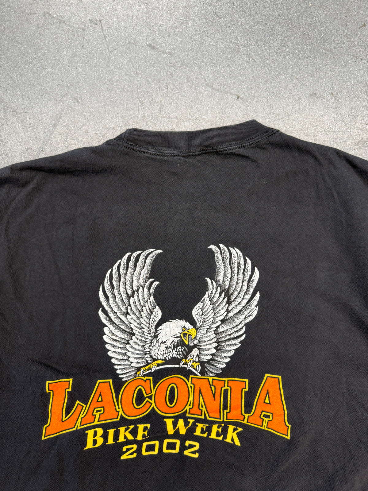 2002 BORN WILD LIGHTNING EAGLE LACONIA BIKE WEEK TEE (THUNDER SPORTSWEAR TAG)