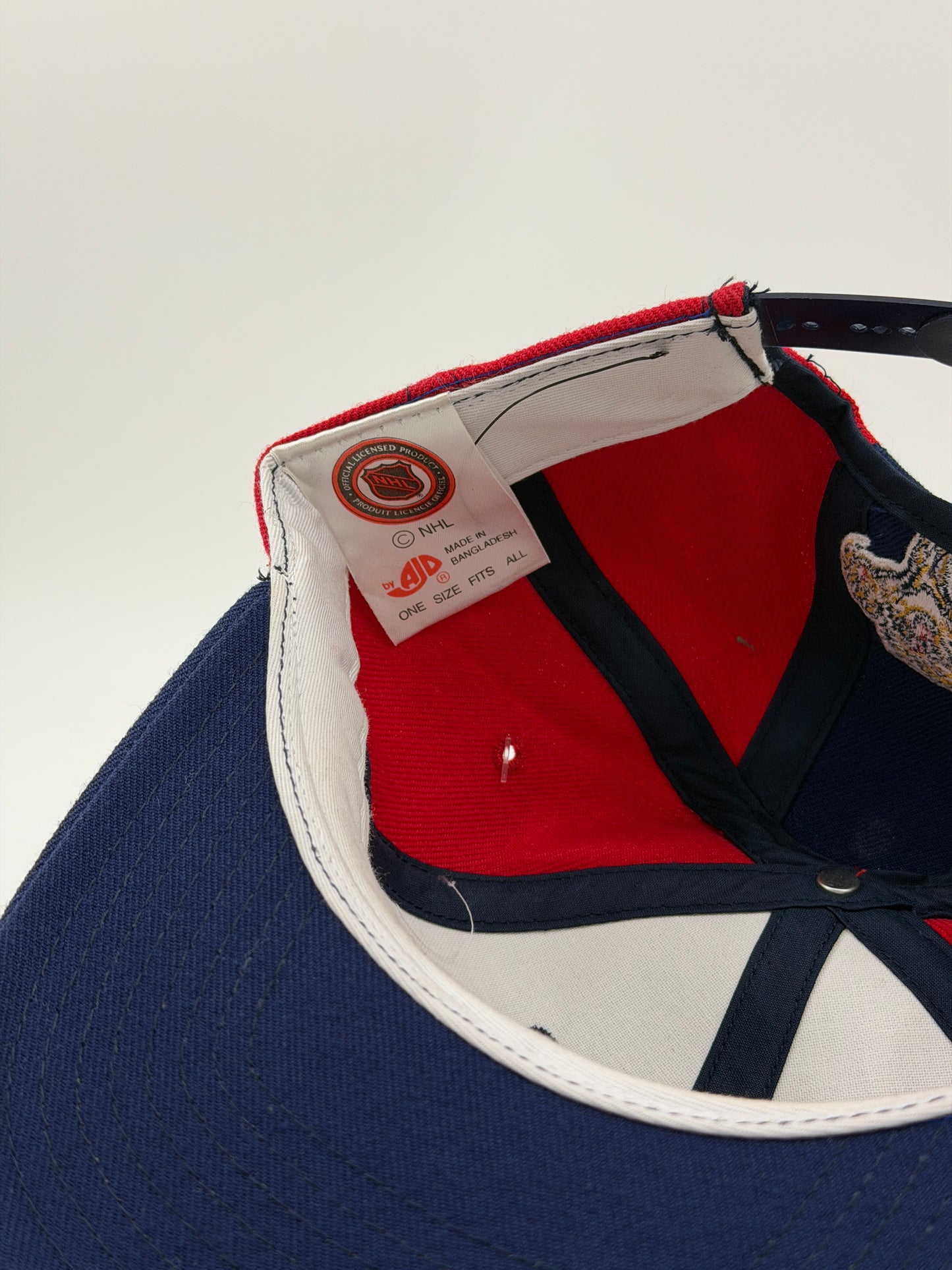 90'S AJD FLORIDA PANTHERS STITCHED OUTLINE LOGO SNAPBACK (RED/NAVY) (AJD TAG) (NWT)