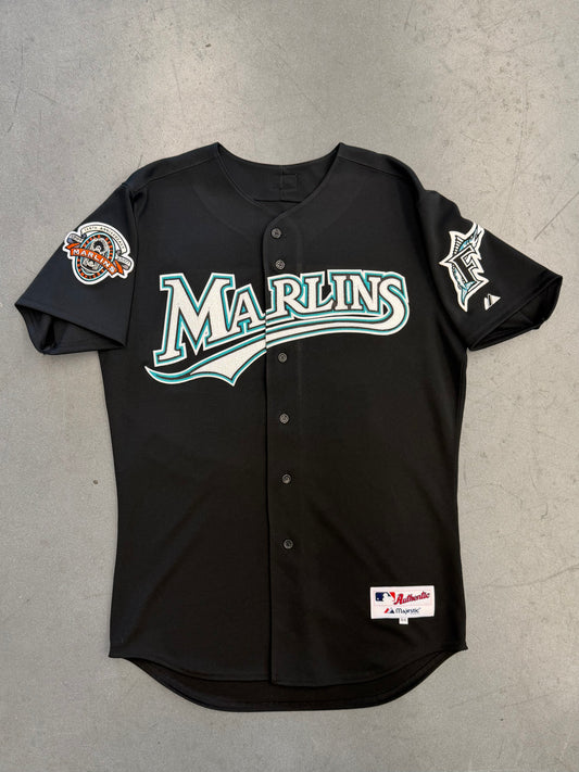 2007 MAJESTIC FLORIDA MARLINS TENTH ANNIVERSARY WORLD SERIES CHAMPIONS BECKETT #21 BUTTON UP JERSEY
