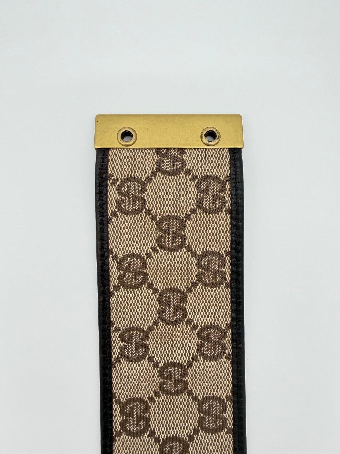 GUCCI MONOGRAM THICK WOMENS BELT - BEIGE (PRE-OWNED WITH DUSTBAG) (TANIA)