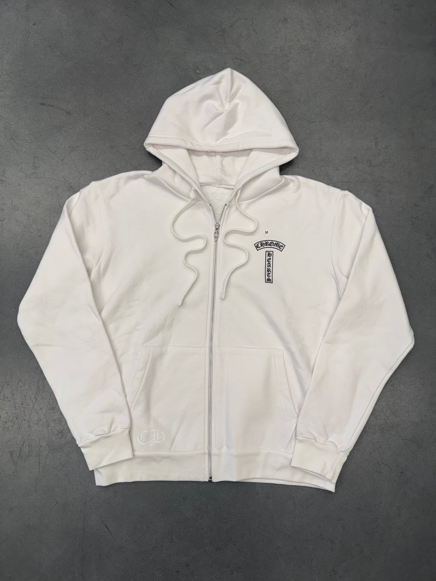 CHROME HEARTS T-BAR ZIP UP HOODIE - WHITE
