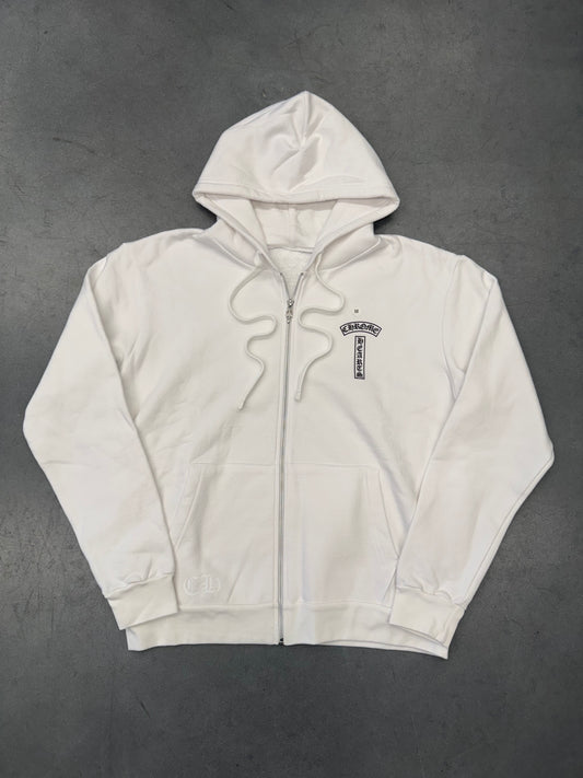 CHROME HEARTS T-BAR ZIP UP HOODIE - WHITE
