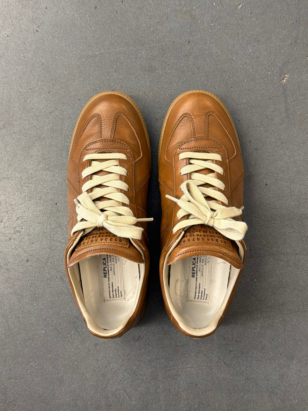 MAISON MARGIELA REPLICA LEATHER SNEAKERS - SAFARI SHADE