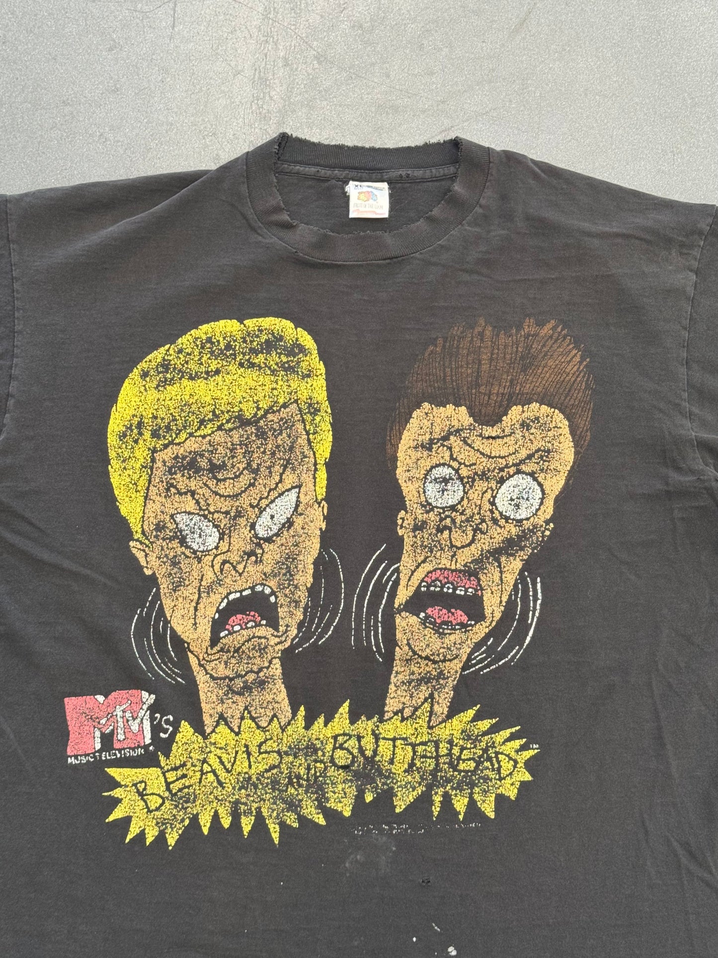 1993 MTV BEAVIS AND BUTT-HEAD SCREAMING FACES FADED TEE (FOTL TAG)